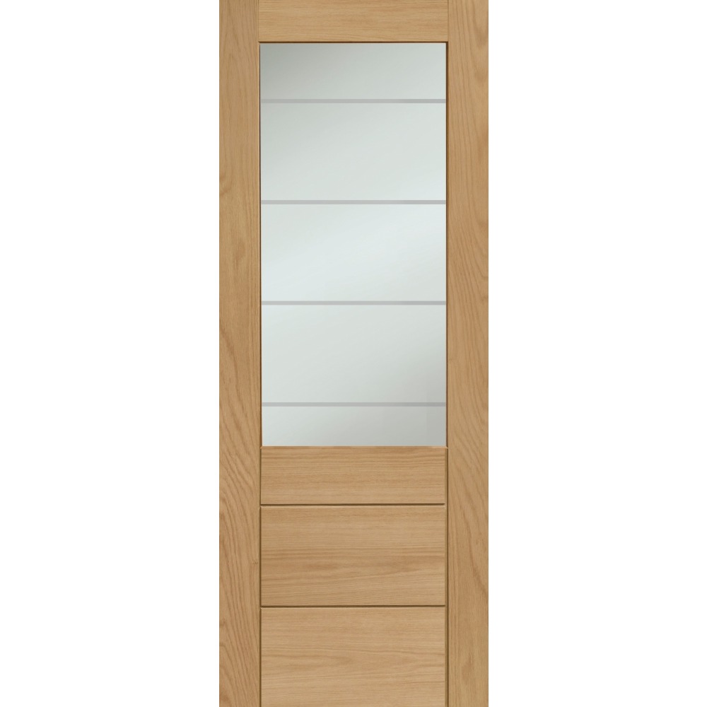 Internal Pre-Finished Oak Palermo Essential 2XG Clear Glazed Door